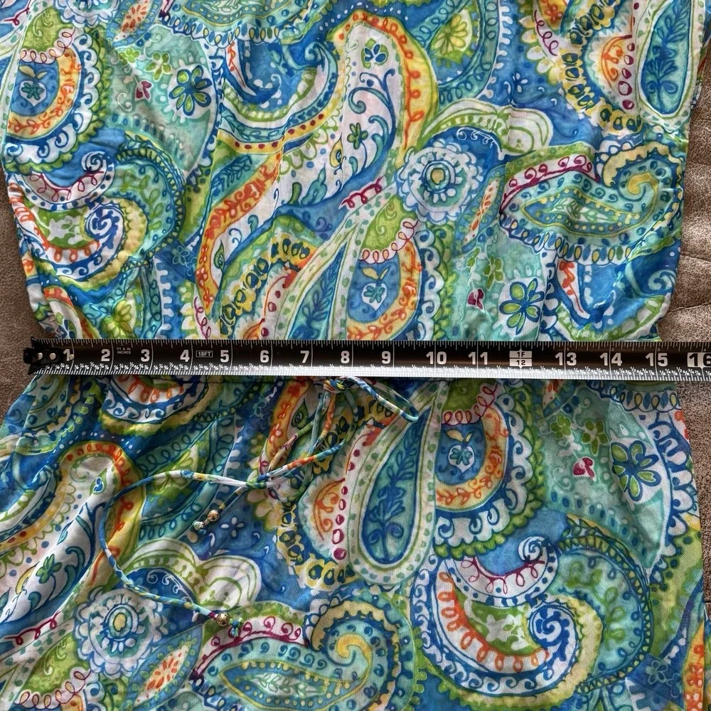 Lauren Ralph Lauren‎ Paisley Swim Cover Up Dress Blue Green Cinch Waist Resort S